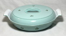 DRU ~ Vintage Lt Green Cast Iron Round SECTIONAL BAKING DISH w/LID ~ Holland picture
