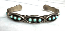 NATIVE AMERICAN  925 STERLING SILVER AND PETITE TURQUOISE CUFF BRACELET picture