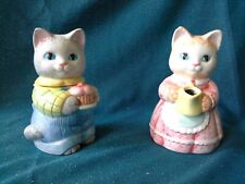 Vtg Avon Ceramic Country Purr-fection Cat Creamer & Sugar Bowl, 1991 picture