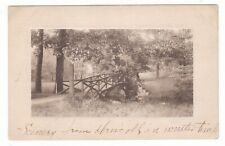 c1910 DRISCOLL NORTH DAKOTA RUSTIC BRIDGE PARK SCENE VINTAGE B&W POSTCARD ND OLD picture