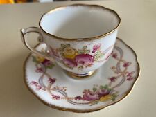 ROSLYN English Terry Pattern  Tea Cup and Saucer Flowers and Ribbons picture