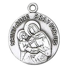 St Anne Medal Sterling Silver Size .75 in Dia and 18 in Stainless Steel Chain picture
