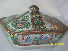 Chinese Rose Medallion Tureen Antique c1800's Qing Dy Hand Painted  picture