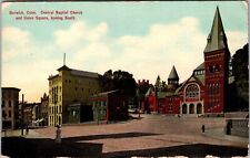 c1910's Central Baptist Church Union Square Norwich Connecticut CT Postcard JA3 picture