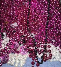 HUGE LOT Gasparilla, Mardi Gras, Beads Pink Black WhiteVarious Lengths 12-14 Lbs picture