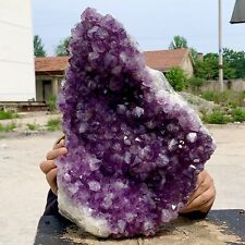 20.41LB Natural Amethyst geode quartz cluster crystal specimen Healing picture