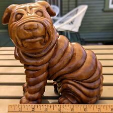 Vintage Hand Carved Wood Bulldog Carving Animal Art Dog Decor Handmade Home picture