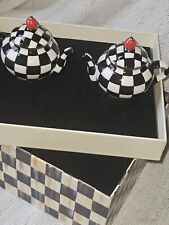 Mackenzie Childs Courtly check Teapot Salt & Pepper Shakers New In BOX picture