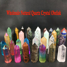 Wholesale A lot 2.2 Lbs Natural Quartz Obelisk Carved Wand Point Healing Crystal picture