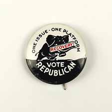 Vintage Hoover 1932 Political One Issue One Platform Vote Republican Pinback Pin picture