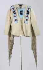 Old Style American Buckskin Buffalo Beaded Fringes Powwow Regalia War Shirt NW28 picture