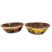 2 Handmade Mexican Red Clay Pottery Textured Bowls picture