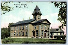 Abington Massachusetts MA Postcard Masonic Temple Exterior c1910 Vintage Antique picture