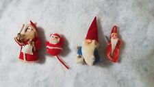 4 Vintage 30s-50s Felt & Chenille Small  Christmas Santa Decorations picture