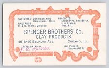 Vintage Business Card Chicago Illinois Spencer Brothers Co. Clay Products picture