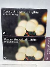 Vintage UL Fuzzy Snowball Holiday Christmas Lights 10 Bulb String w/Box Tested picture