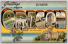 Postcard Greetings From Oregon, Large Letters, Eugene Oregon Posted 1944 picture