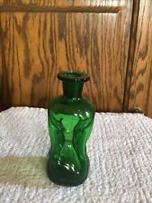 Vintage Emerald Green Holmegaard? KLUK KLUK Pinched Glass Bottle 5” No Stopper picture