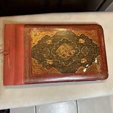 Vintage Persian Photo Album With Wood Covers 16.5”L X 9.5 W Some Chipping, Wear picture