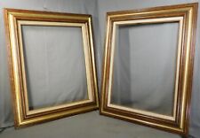 Near Pair 1960s Vintage Mexican Gold Gilt Wood Picture Frames 20x24 Carved Pine picture