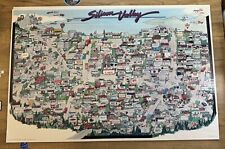 Vintage 1985 Silicon Valley Poster Birds Eye View Map Tech Start Up Companies picture