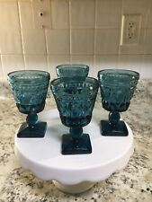 Vtg. Indiana Glass Colony Park Lane Blue SET oF 4 Glasses. 4 1/2”Tall 4 ozs. picture