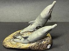 BEAUTIFUL PAIR OF DOLPHINS CARVED FROM 100% NATURAL CHINESE PICTURE STONE picture