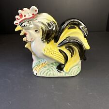 Vintage Rooster Planter - Black Yellow - Pink Well Stone - 5380 - Unique - MCM picture