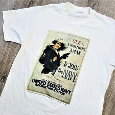 Vintage 80s Gee I Wish I Were A Man US Navy T Shirt Single Stich Military Tee M picture