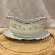 Vintage Four Crown China Claridge 317 Gravy Boat with Attached Plate - Japan picture