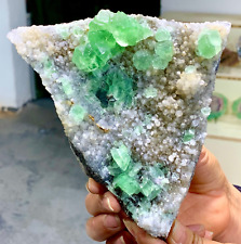 1.37LB Rare Transparent Green Cube Fluorite Mineral Crystal Specimen/China picture
