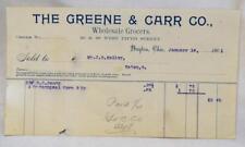 1901 The Greene & Carr Co. Wholesale Grocers Dayton Ohio Receipt picture