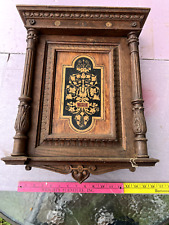 Vintage Wooden Tall Wall Hanging Key Cabinet Box Original Old Hand Crafted 1872 picture