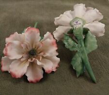 Capodimonte Vintage Porcelain  Beautiful Flowers Made In Italy Set Of 2 picture