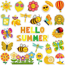 48Pcs Hello Summer Cut-Outs Summer Flower Cut Outs with 90Pcs Glue Points Colorf picture