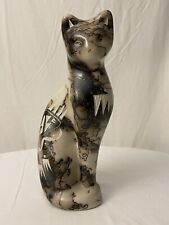 Native American Horse Hair Pottery Sculptured Cat 10.75 X 5 picture