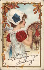 Children 1913 Hearty Thanksgiving Greeting LSC Antique Postcard 1c stamp Vintage picture