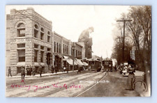 RPPC 1909. 3RD ST. NORTH FROM JEFFERSON. WAUSAU, WIS. STREET CARS. POSTCARD L28 picture