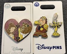 Disney Parks Beauty And The Beast Belle Heart Lumiere Cogsworth 3 Pins picture