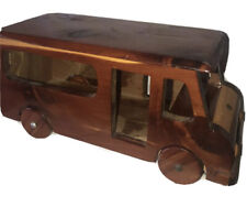 Large Vintage Cedar Handmade Bus Step Van Rolling Rare Toy Figurine MCM picture