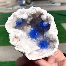 136G Rare Moroccan blue magnesite and quartz crystal coexisting specimen picture