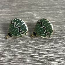 Lot Of 2 Hot Air Balloon Green & Navy Blue Vintage Tack Pin Enamel picture