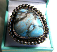 Huge Chunky Vintage Navajo Blue Matrix Turquoise Sterling 925 Mens Size 11 Ring picture