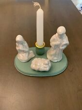 Artmark 1989 Nativity Candle Stand Iridescent Ceramic Figures Made in Taiwan  picture