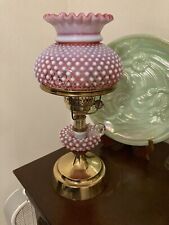 Unusual Vintage Fenton Cranberry Hobnail Opalescent Table Lamp picture
