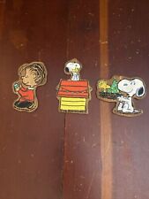 Vtg Peanuts Christmas Ornaments (3) Wood Hand Painted Snoopy Woodstock & Linus picture