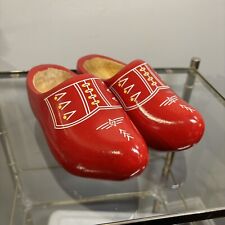 Vintage Wooden dutch Clogs RED handpainted Made in Holland wood Size 17cm / 27 picture
