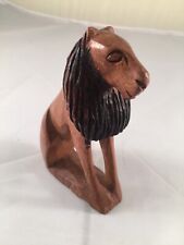 Wooden Hand Carved Lion 4” Rustic picture