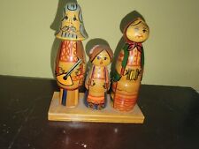 Rare And Unique Vintage Russian Folk Art Hand Carved & Painted Wood Figure picture