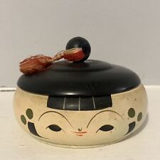 Wooden Laquer Kokeshi Head Box W/ Face Hand Painted & Lidded Japanese Woman picture